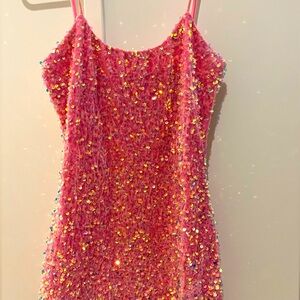 xs lucy in the sky sequin pink mini dress!!